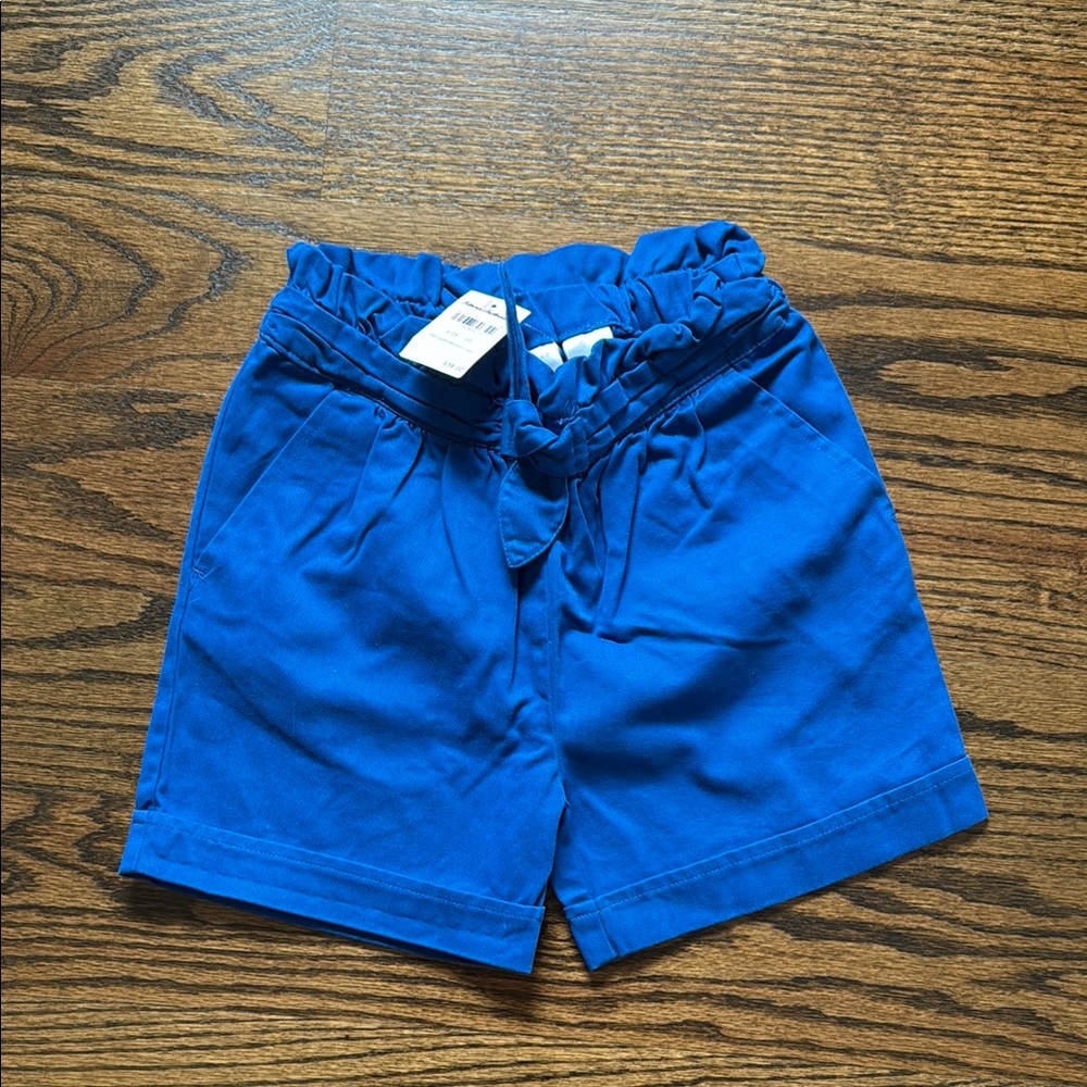 Girls Hanna Andersson Vibrant Blue Paperbag Waist Shorts